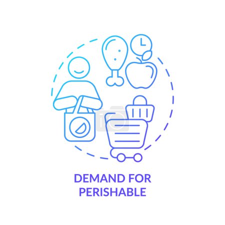 Demand for perishable blue gradient concept icon. Limited shelf life consumption and use for products. Round shape line illustration. Abstract idea. Graphic design. Easy to use in brochure marketing