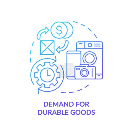 Demand for durable goods blue gradient concept icon. Products with long usage life. Round shape line illustration. Abstract idea. Graphic design. Easy to use in brochure marketing
