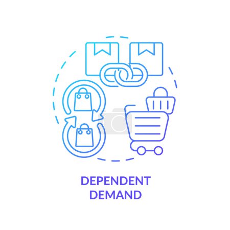 Dependent demand blue gradient concept icon. Demand for product influenced by demand for product. Round shape line illustration. Abstract idea. Graphic design. Easy to use in brochure marketing