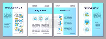 Holacracy implementing brochure template. Essential elements. Leaflet design with linear icons. Editable 4 vector layouts for presentation, annual reports. Arial-Black, Myriad Pro-Regular fonts used