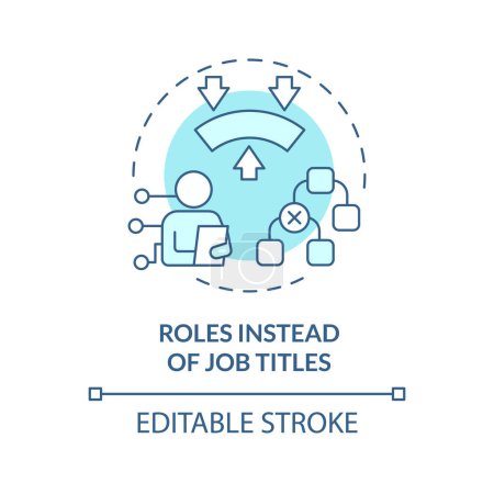 Assuming multiple roles soft blue concept icon. Roles associated with purpose, domain. Round shape line illustration. Abstract idea. Graphic design. Easy to use in promotional material