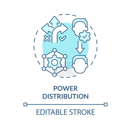 Illustration for Power distribution soft blue concept icon. Responsibility. Employee engagement in decision-making. Round shape line illustration. Abstract idea. Graphic design. Easy to use in promotional material - Royalty Free Image