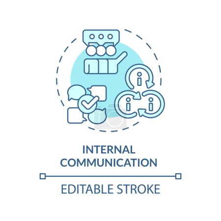 Internal communication soft blue concept icon. Clearer, more efficient exchanges of information. Round shape line illustration. Abstract idea. Graphic design. Easy to use in promotional material