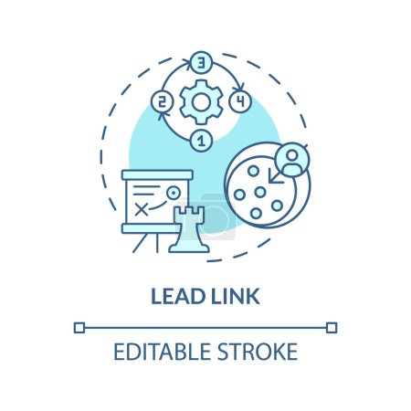Lead link soft blue concept icon. Assigning roles within circle and setting priorities, strategies. Round shape line illustration. Abstract idea. Graphic design. Easy to use in promotional material