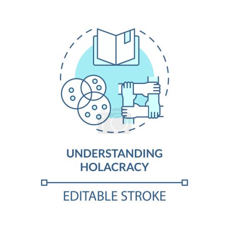 Illustration for Understanding holacracy soft blue concept icon. Analysis of information on decentralized management. Round shape line illustration. Abstract idea. Graphic design. Easy to use in promotional material - Royalty Free Image