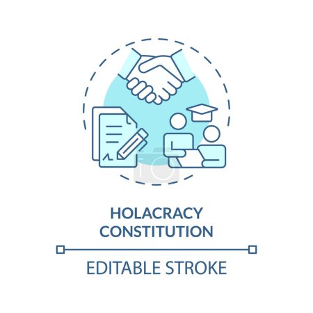 Holacracy Verfassung weiches blaues Konzept Symbol. Regeln und Strukturen der Holacracy Organisation. Abbildung der runden Formlinie. Abstrakte Idee. Grafikdesign. Einfach in Werbematerial zu verwenden