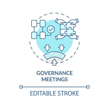 Governance meetings soft blue concept icon. Team building. Updating internal structure and roles. Round shape line illustration. Abstract idea. Graphic design. Easy to use in promotional material