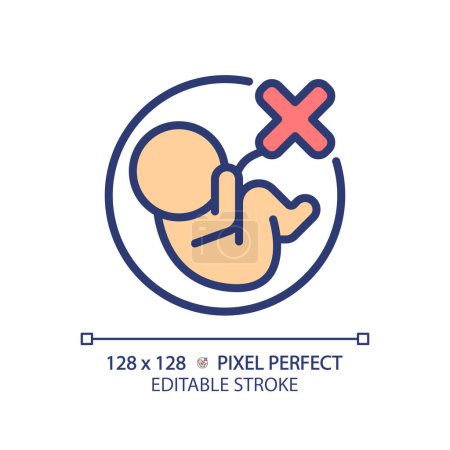 Abortion RGB color icon. Pregnancy miscarriage, infant loss. Birth control, womb baby. Reproductive health. Isolated vector illustration. Simple filled line drawing. Editable stroke