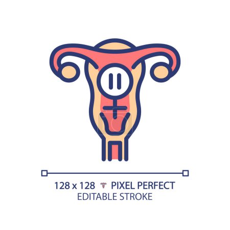 Female menopause RGB color icon. Physical health issue, medical condition. Feminine gynecology, ageing process. Isolated vector illustration. Simple filled line drawing. Editable stroke