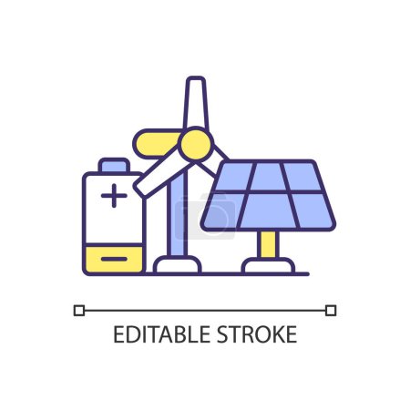 Eco power generation facilities RGB color icon. Renewable energy parks. Ecofriendly generation, waste reduction. Isolated vector illustration. Simple filled line drawing. Editable stroke
