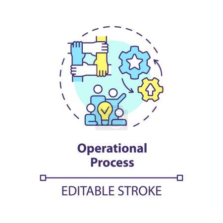 Illustration for Operational process multi color concept icon. Circle member fulfill certain duties. Effectively work. Round shape line illustration. Abstract idea. Graphic design. Easy to use in promotional material - Royalty Free Image