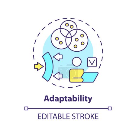 Illustration for Adaptability multi color concept icon. Flexibility. Company promptly respond to new challenges. Round shape line illustration. Abstract idea. Graphic design. Easy to use in promotional material - Royalty Free Image