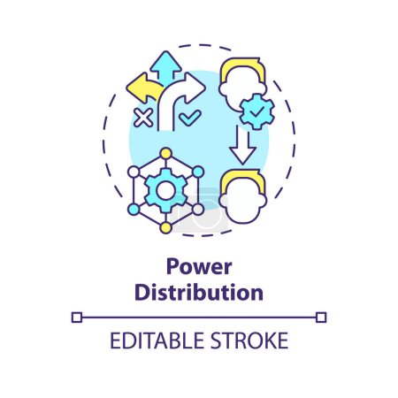 Power distribution multi color concept icon. Responsibility. Employee engagement in decision-making. Round shape line illustration. Abstract idea. Graphic design. Easy to use in promotional material