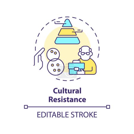 Illustration for Cultural resistance multi color concept icon. Resistance from employees of traditional hierarchies. Round shape line illustration. Abstract idea. Graphic design. Easy to use in promotional material - Royalty Free Image