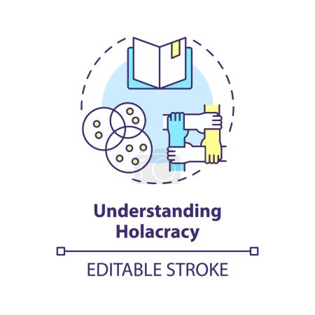 Understanding holacracy multi color concept icon. Analysis of information on decentralized management. Round shape line illustration. Abstract idea. Graphic design. Easy to use in promotional material