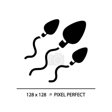 Spermatozoen-Ei-schwarzes Glyphen-Symbol. Männliches Fortpflanzungssystem, Fruchtbarkeit. Menschliche Fortpflanzungsbiologie, Genetik. Silhouette-Symbol auf weißem Raum. Solides Piktogramm. Vektor isolierte Illustration