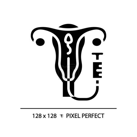 Illustration for Intrauterine insemination black glyph icon. Artificial impregnation. Reproductive technologies. Medical fecundacion. Silhouette symbol on white space. Solid pictogram. Vector isolated illustration - Royalty Free Image