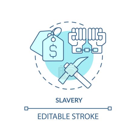 Slavery soft blue concept icon. Social stratification. Human rights deprivation. Slavery abolition. Social issue. Round shape line illustration. Abstract idea. Graphic design. Easy to use in article mug #706785420