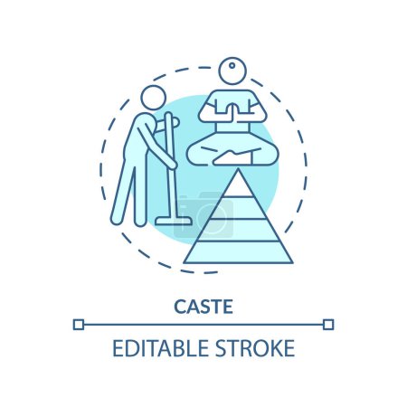 Caste system soft blue concept icon. Social stratification. Traditional social order. Societal hierarchy. Round shape line illustration. Abstract idea. Graphic design. Easy to use in article