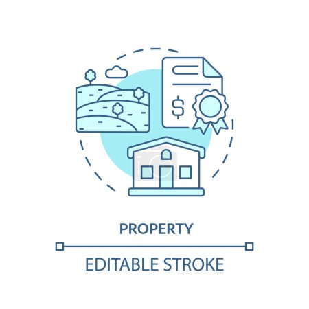 Property soft blue concept icon. Factor of social stratification. House and land ownership. Living conditions. Round shape line illustration. Abstract idea. Graphic design. Easy to use in article