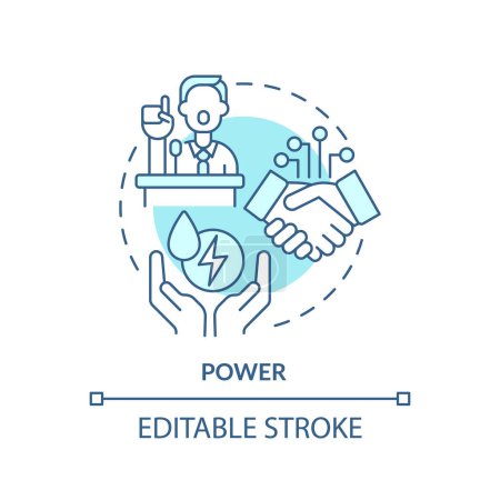 Power soft blue concept icon. Aspect of social stratification. Social status. Influence and prestige. Round shape line illustration. Abstract idea. Graphic design. Easy to use in article