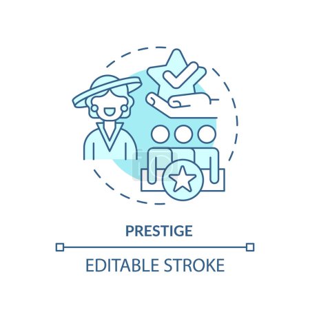 Prestige soft blue concept icon. Aspect of social stratification. High society. Upper class. Societal status. Round shape line illustration. Abstract idea. Graphic design. Easy to use in article