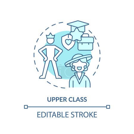 Upper class soft blue concept icon. Class system. Richest members of society. Affluent lifestyle. Round shape line illustration. Abstract idea. Graphic design. Easy to use in article