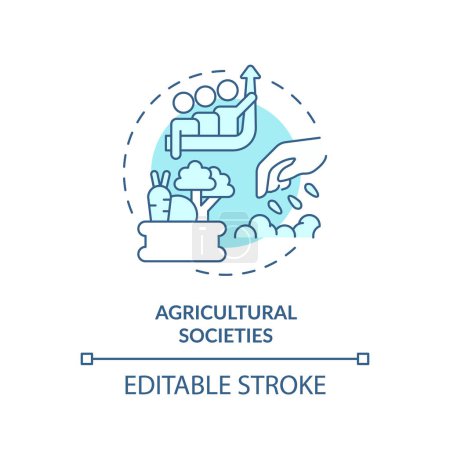 Agricultural society soft blue concept icon. Agrarian community. Population growth. Crop production. Round shape line illustration. Abstract idea. Graphic design. Easy to use in article
