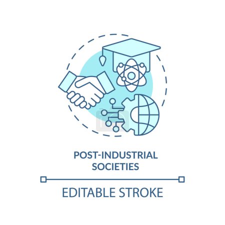Illustration for Post industrial societies soft blue concept icon. Technological progress. Service sector development. Round shape line illustration. Abstract idea. Graphic design. Easy to use in article - Royalty Free Image