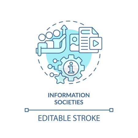Information societies soft blue concept icon. Technological progress. Internet and social media. Round shape line illustration. Abstract idea. Graphic design. Easy to use in article