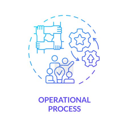 Illustration for Operational process blue gradient concept icon. Circle member fulfill duties. Effectively work. Round shape line illustration. Abstract idea. Graphic design. Easy to use in promotional material - Royalty Free Image