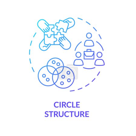 Illustration for Circle structure blue gradient concept icon. Self-organizing circles with clear purpose. Cooperation. Round shape line illustration. Abstract idea. Graphic design. Easy to use in promotional material - Royalty Free Image