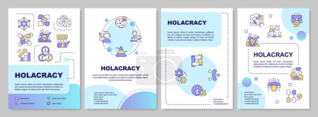 Illustration for Implement holacracy blue circles brochure template. Key role. Leaflet design with linear icons. Editable 4 vector layouts for presentation, annual reports. Arial-Bold, Myriad Pro-Regular fonts used - Royalty Free Image