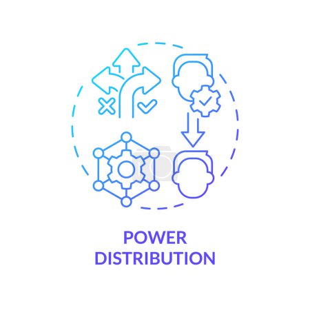Power distribution blue gradient concept icon. Responsibility. Employee engagement in decision-making. Round shape line illustration. Abstract idea. Graphic design. Easy to use in promotional material