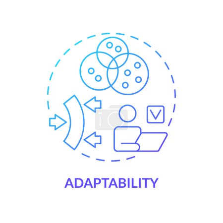 Illustration for Adaptability blue gradient concept icon. Flexibility. Company promptly respond to new challenges. Round shape line illustration. Abstract idea. Graphic design. Easy to use in promotional material - Royalty Free Image