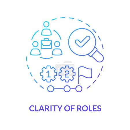 Illustration for Transparency and clarity of roles blue gradient concept icon. Clear requirements for employees. Round shape line illustration. Abstract idea. Graphic design. Easy to use in promotional material - Royalty Free Image