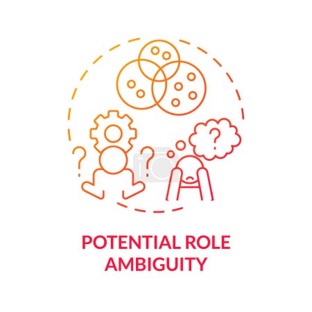 Potential role ambiguity red gradient concept icon. Insufficient information to complete tasks. Round shape line illustration. Abstract idea. Graphic design. Easy to use in promotional material