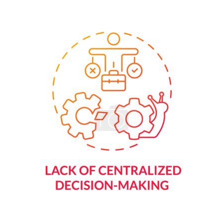 Centralized decision-making lack red gradient concept icon. Prolong process of coming to conclusion. Round shape line illustration. Abstract idea. Graphic design. Easy to use in promotional material