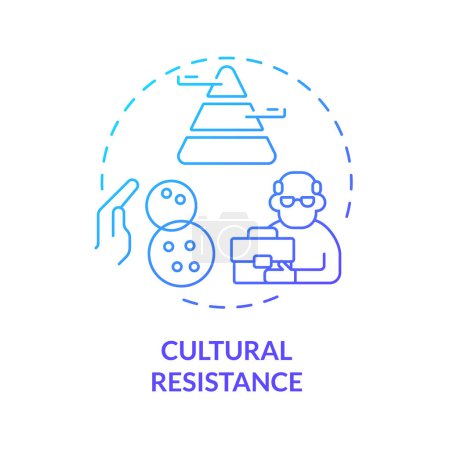 Kultureller Widerstand blaues Gradienten-Konzept-Symbol. Widerstand von Mitarbeitern traditioneller Hierarchien. Abbildung der runden Formlinie. Abstrakte Idee. Grafikdesign. Einfach in Werbematerial zu verwenden