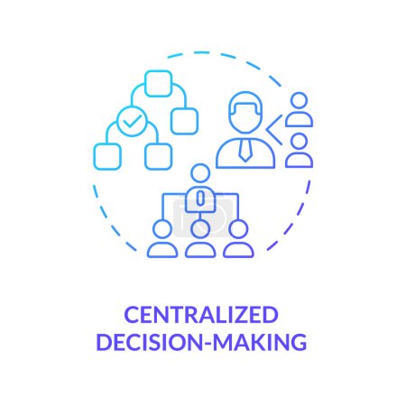 Illustration for Centralized decision-making blue gradient concept icon. Senior leaders make decisions. Round shape line illustration. Abstract idea. Graphic design. Easy to use in promotional material - Royalty Free Image