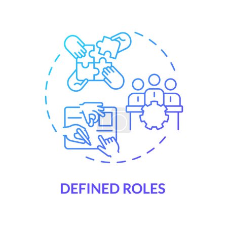 Illustration for Defined roles blue gradient concept icon. Responsibilities for positions. Expecting from employees. Round shape line illustration. Abstract idea. Graphic design. Easy to use in promotional material - Royalty Free Image