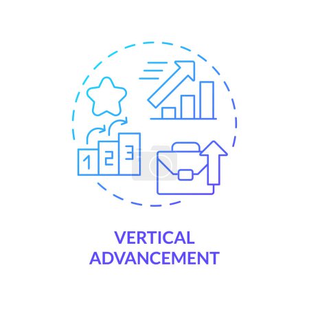 Illustration for Vertical advancement blue gradient concept icon. Career progression. More authority, responsibility. Round shape line illustration. Abstract idea. Graphic design. Easy to use in promotional material - Royalty Free Image