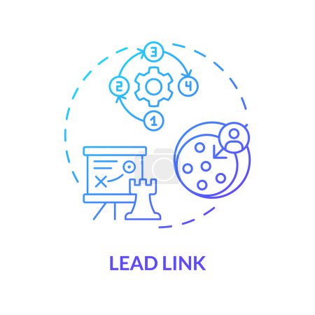 Lead link blue gradient concept icon. Rollen im Kreis zuweisen, Prioritäten setzen, Strategien. Abbildung der runden Formlinie. Abstrakte Idee. Grafikdesign. Einfach in Werbematerial zu verwenden