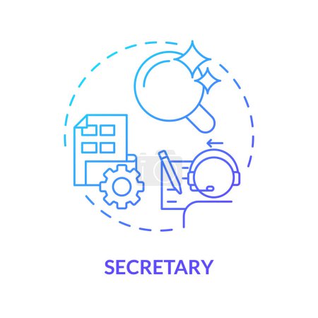 Illustration for Secretary blue gradient concept icon. Correspondence management. Accountabilities of employees. Round shape line illustration. Abstract idea. Graphic design. Easy to use in promotional material - Royalty Free Image