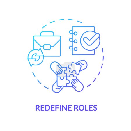 Illustration for Redefine roles blue gradient concept icon. Defining responsibilities within organization. Round shape line illustration. Abstract idea. Graphic design. Easy to use in promotional material - Royalty Free Image