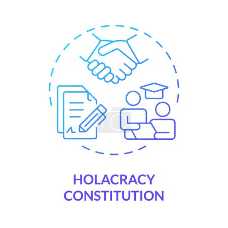 Holacracy Verfassung blauen Gradienten Konzept Symbol. Regeln und Strukturen der Holacracy Organisation. Abbildung der runden Formlinie. Abstrakte Idee. Grafikdesign. Einfach in Werbematerial zu verwenden