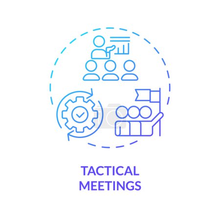 Taktische Treffen blaues Gradienten-Konzept-Symbol. Konzentrierte Zusammenkünfte zum Diskutieren, Koordinieren der täglichen Arbeit. Abbildung der runden Formlinie. Abstrakte Idee. Grafikdesign. Einfach in Werbematerial zu verwenden