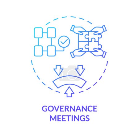 Governance Meetings Blue Gradient Concept Symbol. Teambildung. Aktualisierung der internen Struktur und Rollen. Abbildung der runden Formlinie. Abstrakte Idee. Grafikdesign. Einfach in Werbematerial zu verwenden