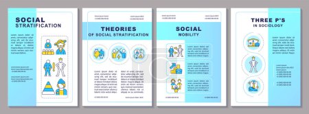 Social stratification blue gradient brochure template. Leaflet design with linear icons. Editable 4 vector layouts for presentation, annual reports. Arial-Black, Myriad Pro-Regular fonts used