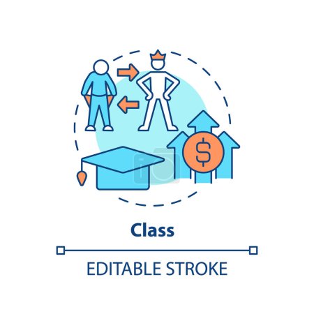 Class system multi color concept icon. Social stratification. Socioeconomic factors. Wealth inequality. Economic disparity. Round shape line illustration. Abstract idea. Graphic design